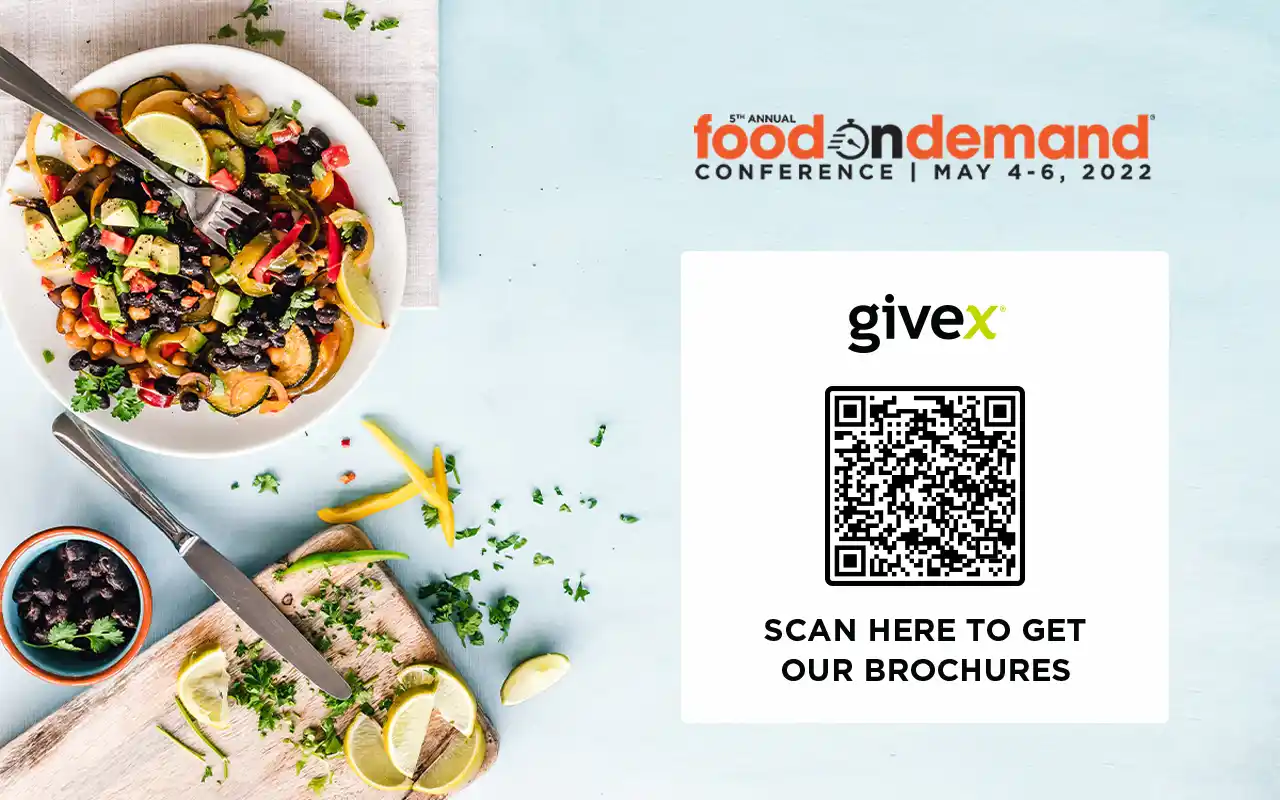 Food on Demand trade-show POS display with a QR code